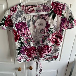 BNWT Auguste the Label Desert Sky cropped tie shirt